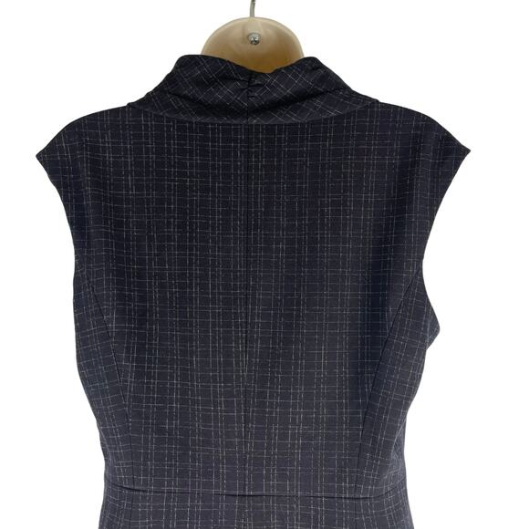 Classiques Entier Check Sheath Dress Bow Neck Gray Brown Size 6 - Picture 6 of 9